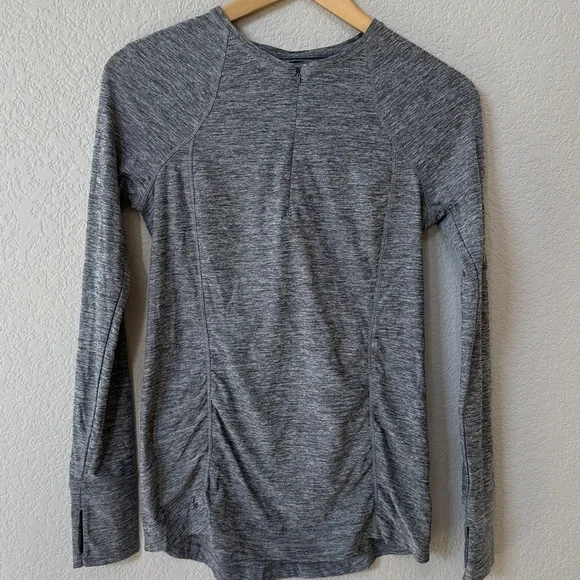 Athleta Long Sleeve Top Zip Up Henely Gray size Small - Picture 2 of 13